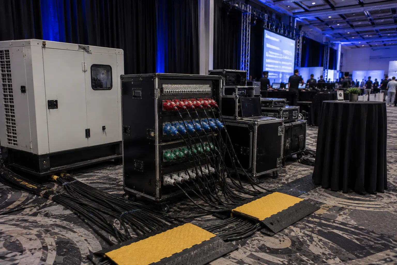 Backup power equipment supporting critical event production systems and temporary operations