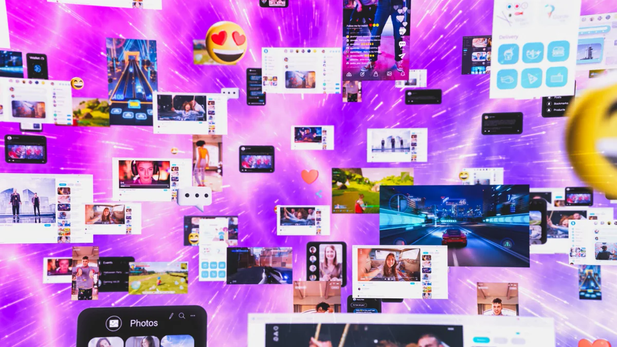 Lobby social media display setup used for event arrival engagement and attendee hashtag participation