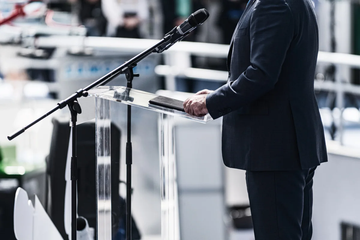 Platforms and risers used for product demos display elevation and improved audience sightlines