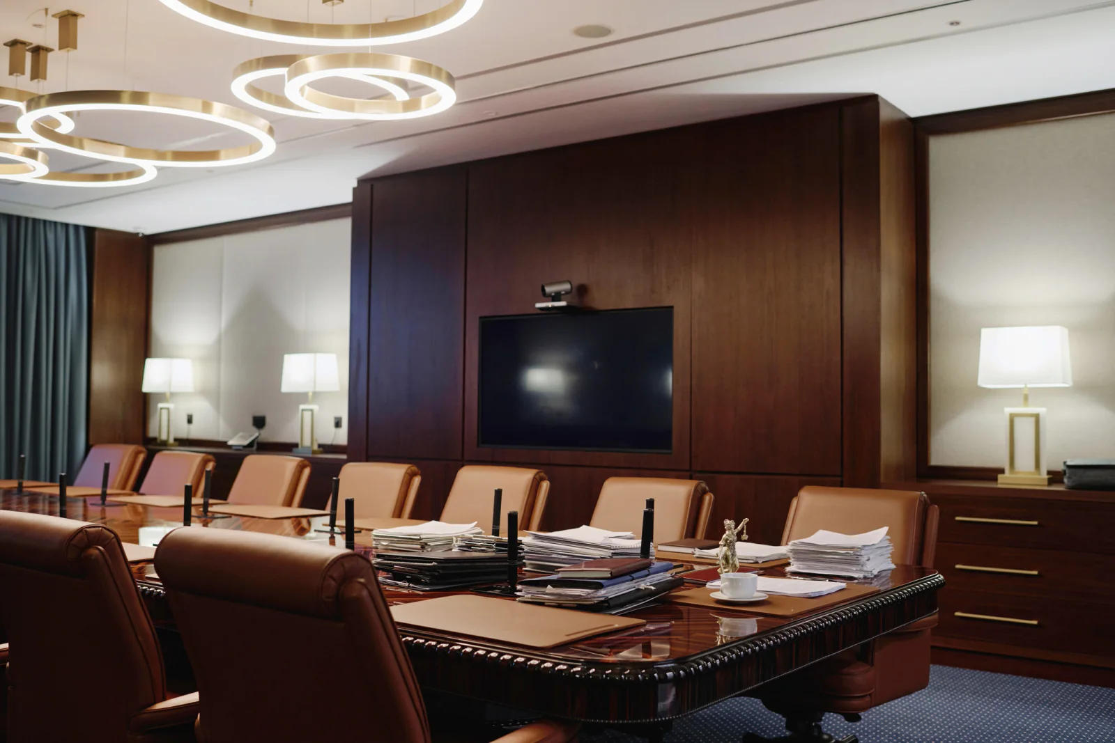 4K television displaying high resolution branded content at a trade show or executive event