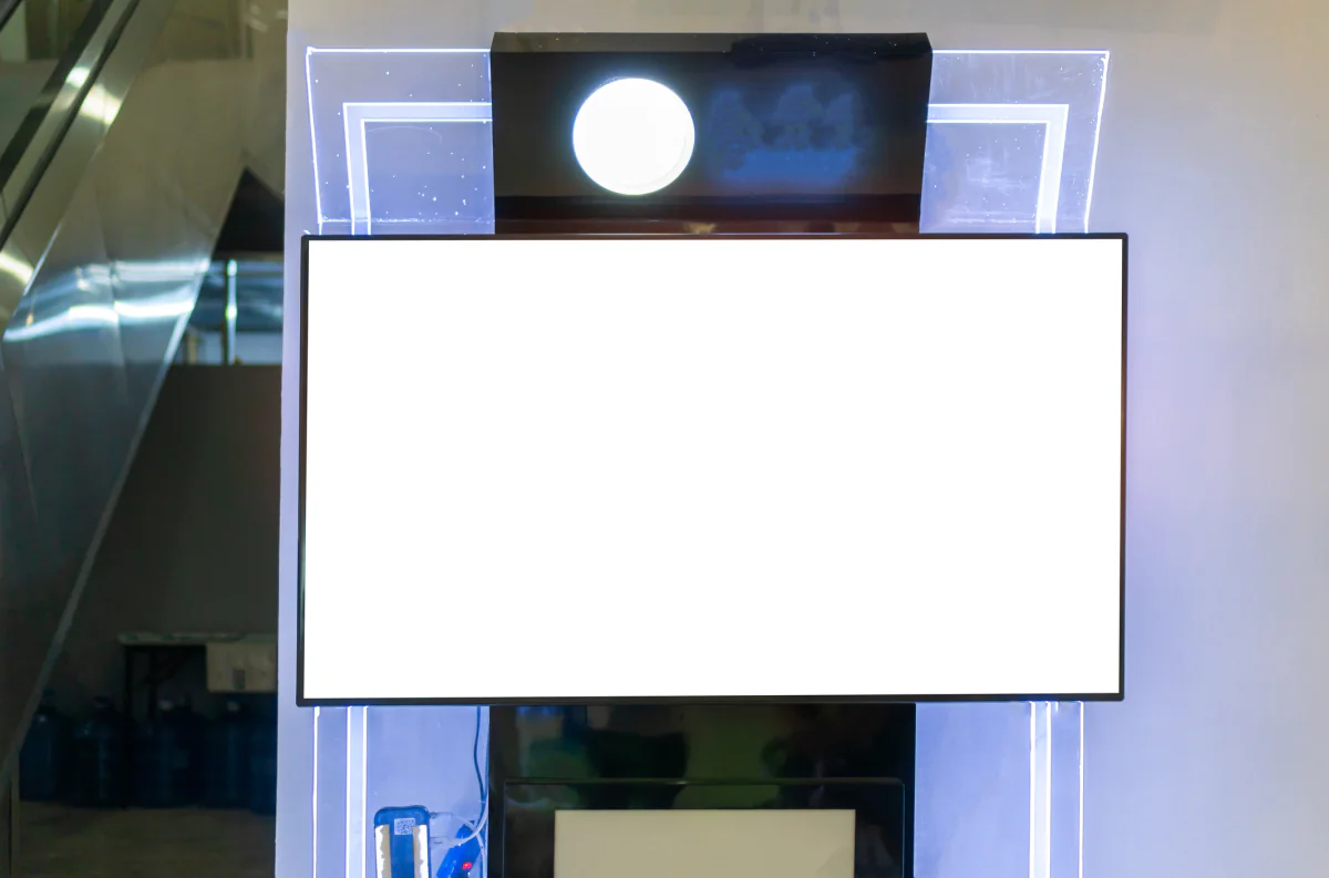 Experiential touchscreen setup for interactive product storytelling branded demos and audience engagement
