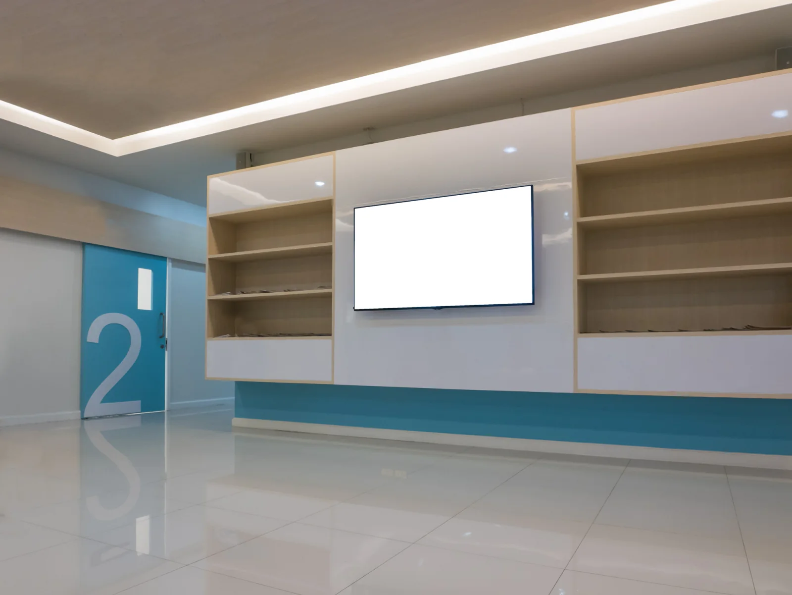 Digital sign in a trade show lobby showing sponsor messages event updates and directional content
