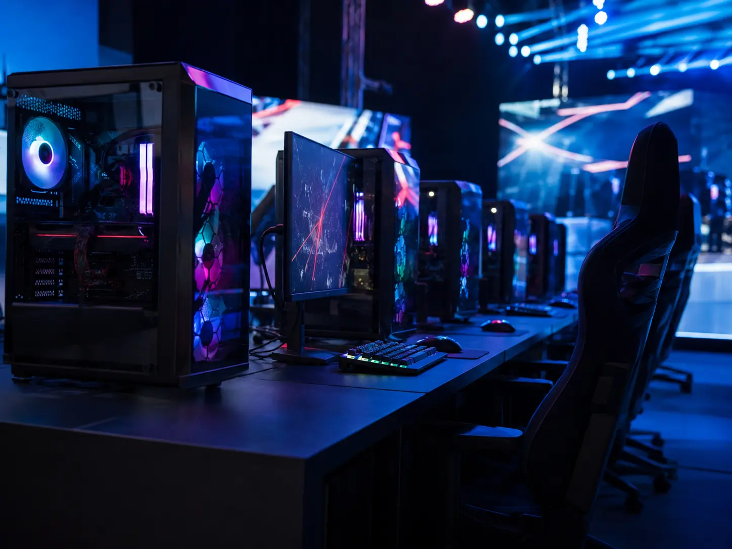 Esports tournament using MSI class rental systems, gaming monitors, and peripherals for standardized competitive stations