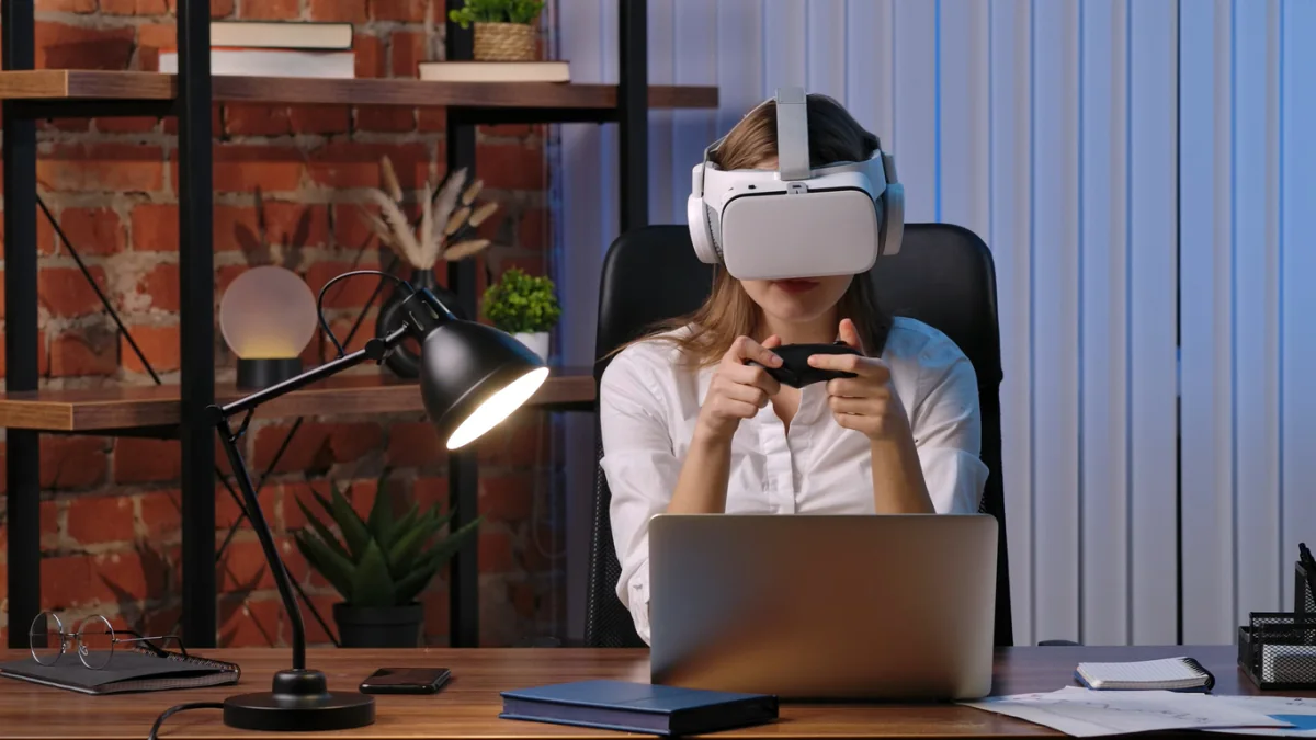 Gaming laptop powering a VR demo station for immersive events and branded experiences