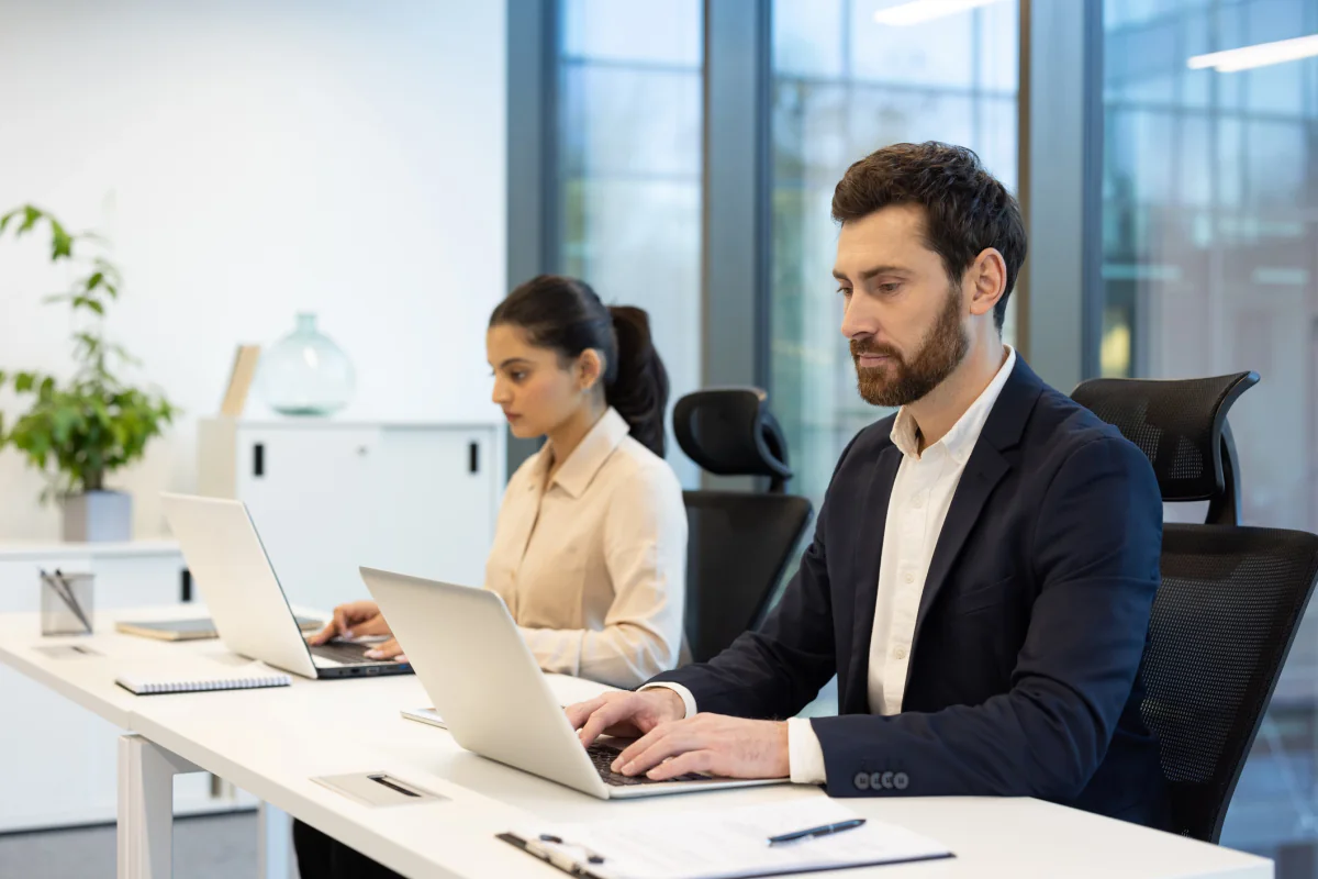 Slim Windows ultrabook rental on a conference table for executive presentations, travel, and mobile business meetings