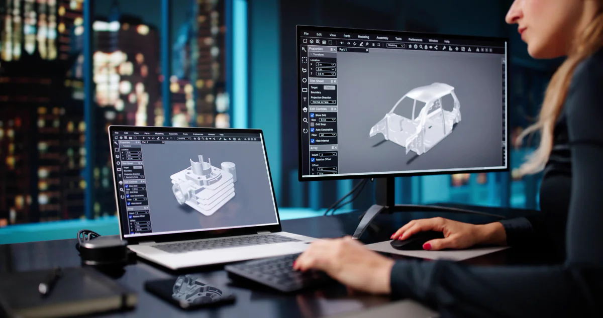 Mobile workstation laptop running CAD software in an engineering and design office environment