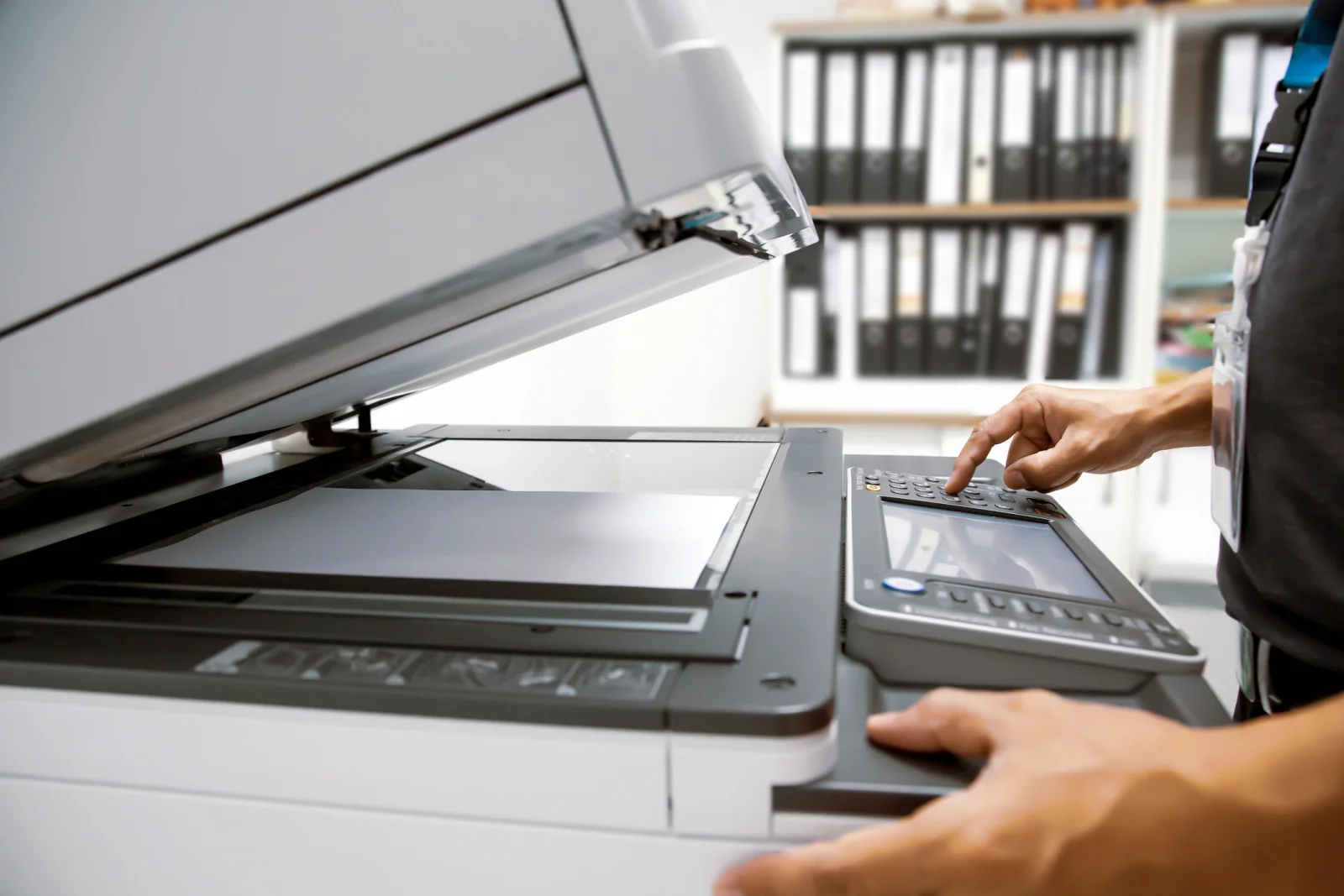 High-volume production document scanner in a records room for bulk paper digitization
