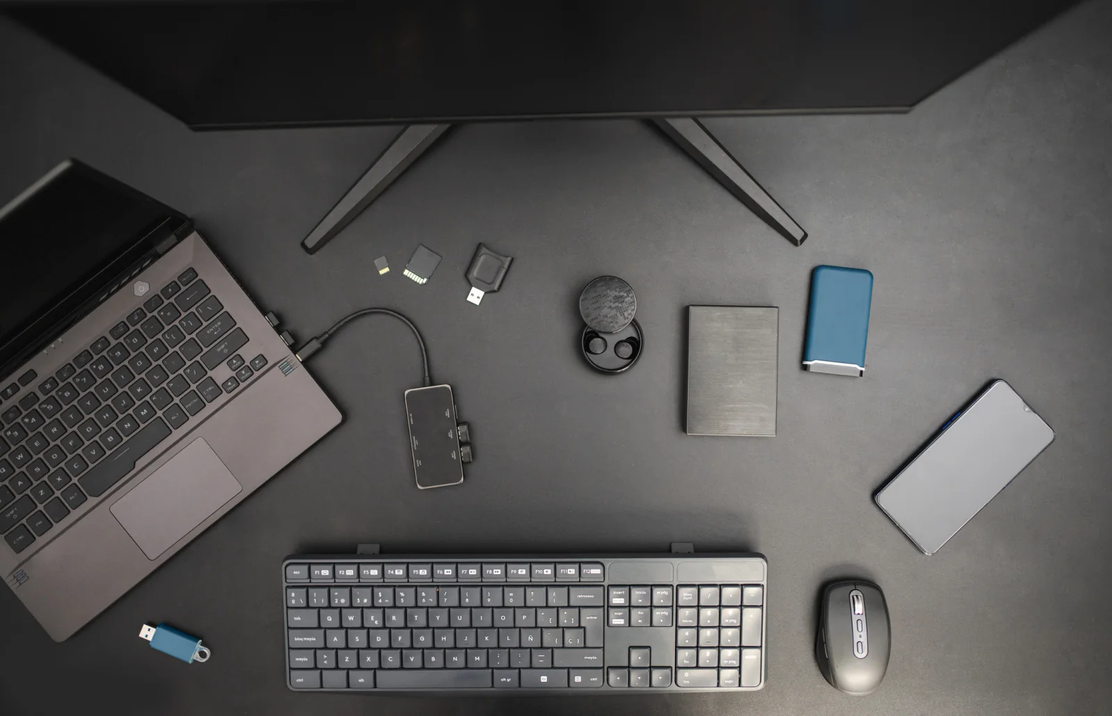 Keyboard and mouse on a desk for temporary workstations, esports stations, and event registration setups