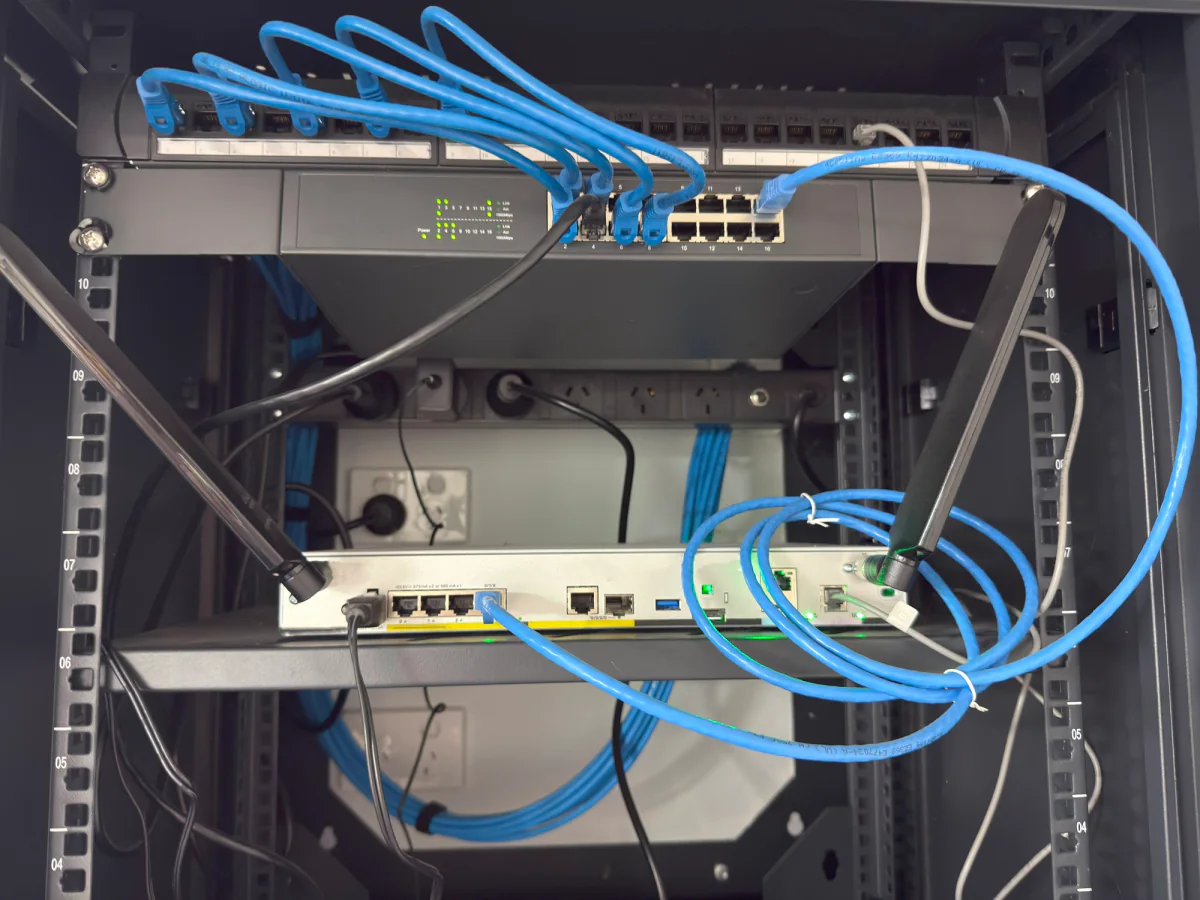 IT engineers working in a temporary server lab with rental compute hardware for testing and proof of concept validation