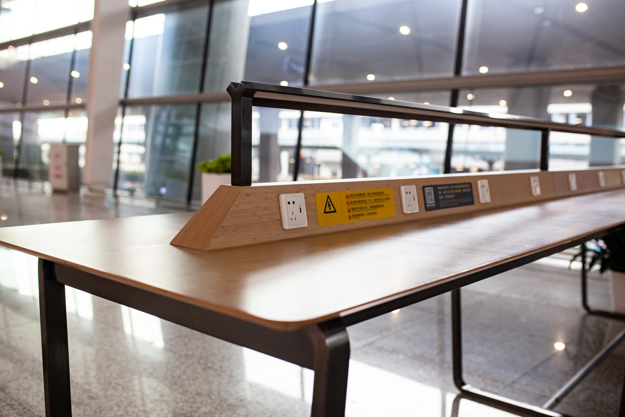 Charging table and tech integrated furniture for conference attendees