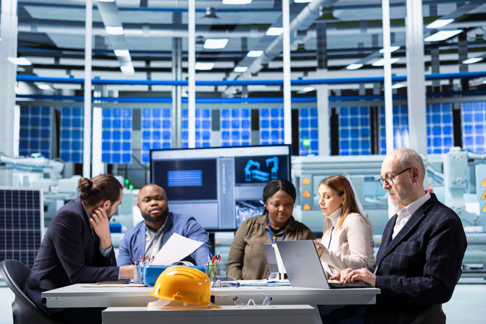 Project team coordinating venue logistics, delivery timing, access windows, and vendor schedules for a technology deployment