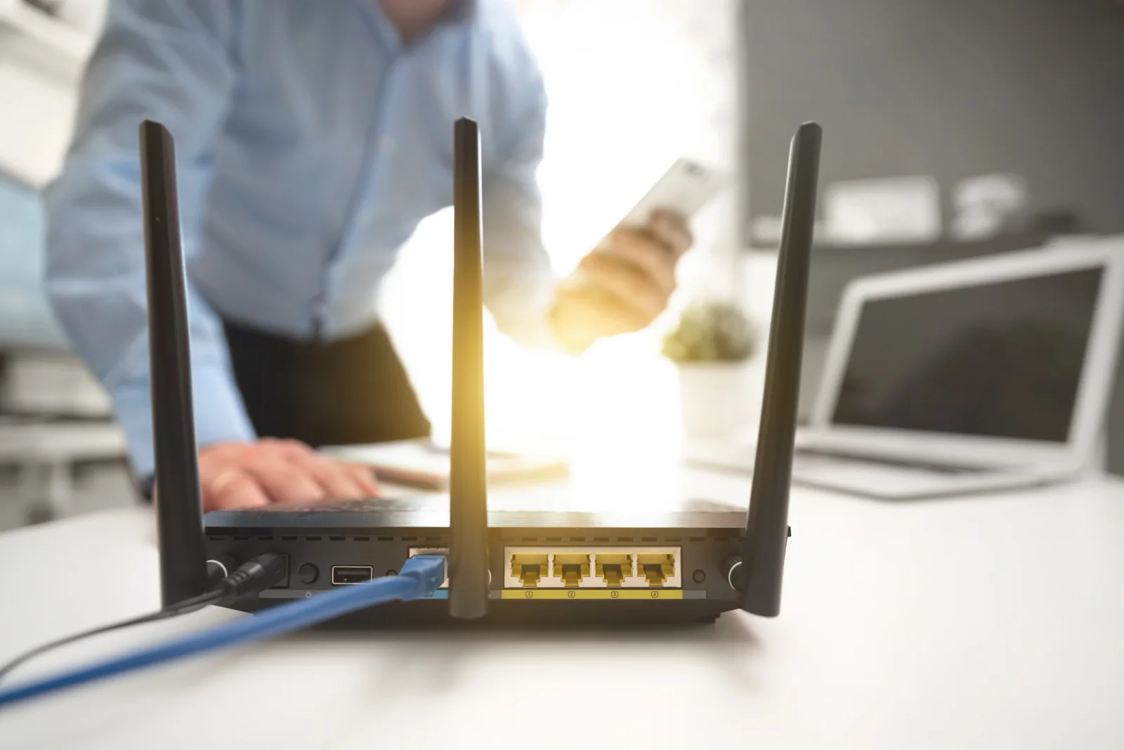 Temporary wireless connectivity equipment supporting a Lenovo rental deployment at an event, training room, or short term office